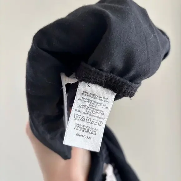 Loft Black Linen Blend Shorts Relaxed Side Pockets Women's Size Large - Picture 4 of 7